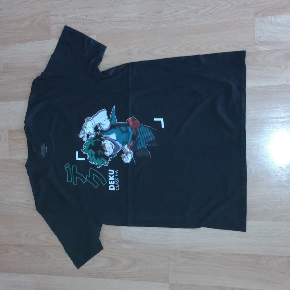 My Hero Academia Shirt Graphic Tee Deku Class 1A Black Short Sleeves L